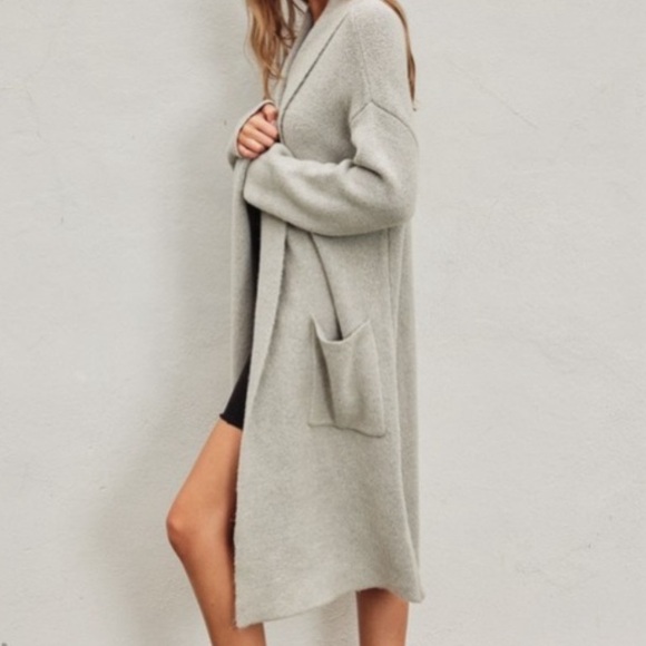 447. DRESS FORUM🛑COST MAXI OVERSIZE POCKET Grey Cardigan Sweater Long Duster - Picture 2 of 7